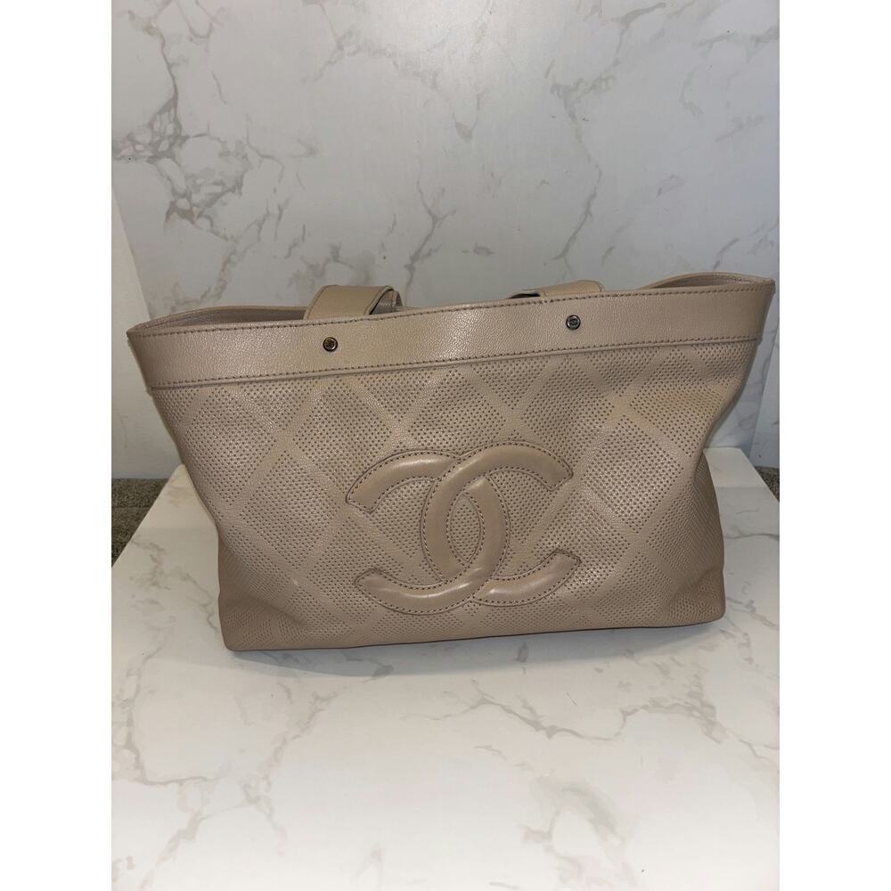 Chanel Beige Quilted Tote Bag - Excellent Condition